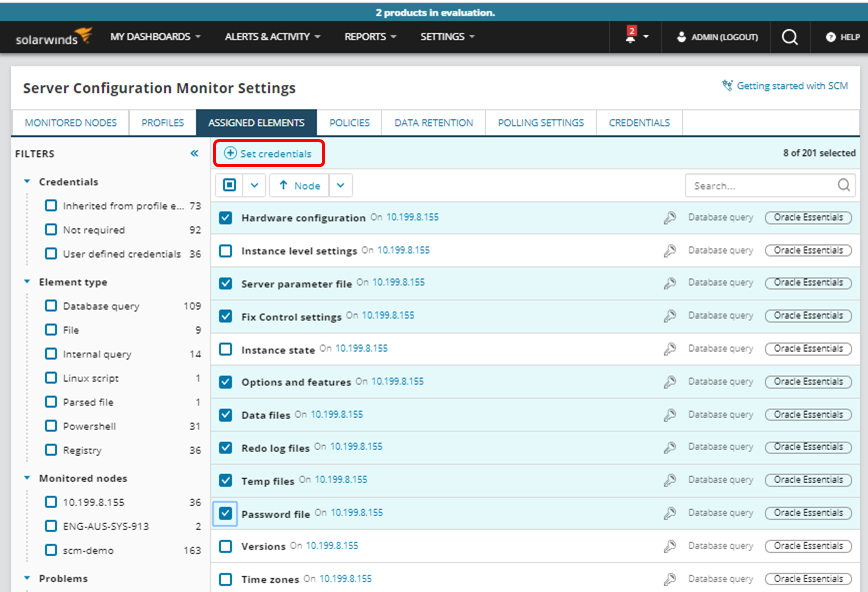 Click Set Credentials